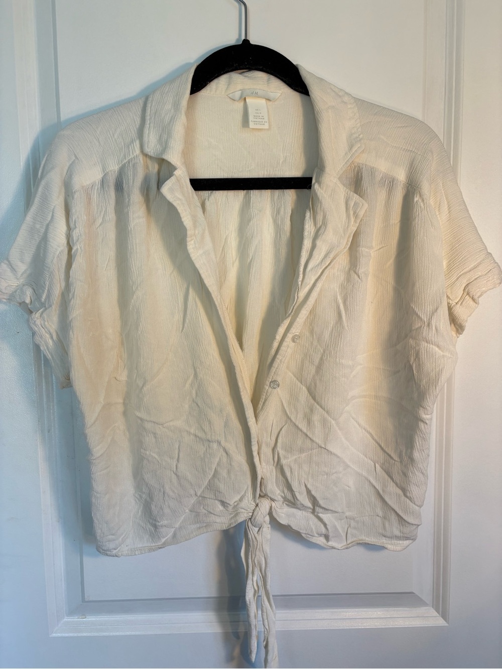 H&M Tie-Front crop Top - Cream